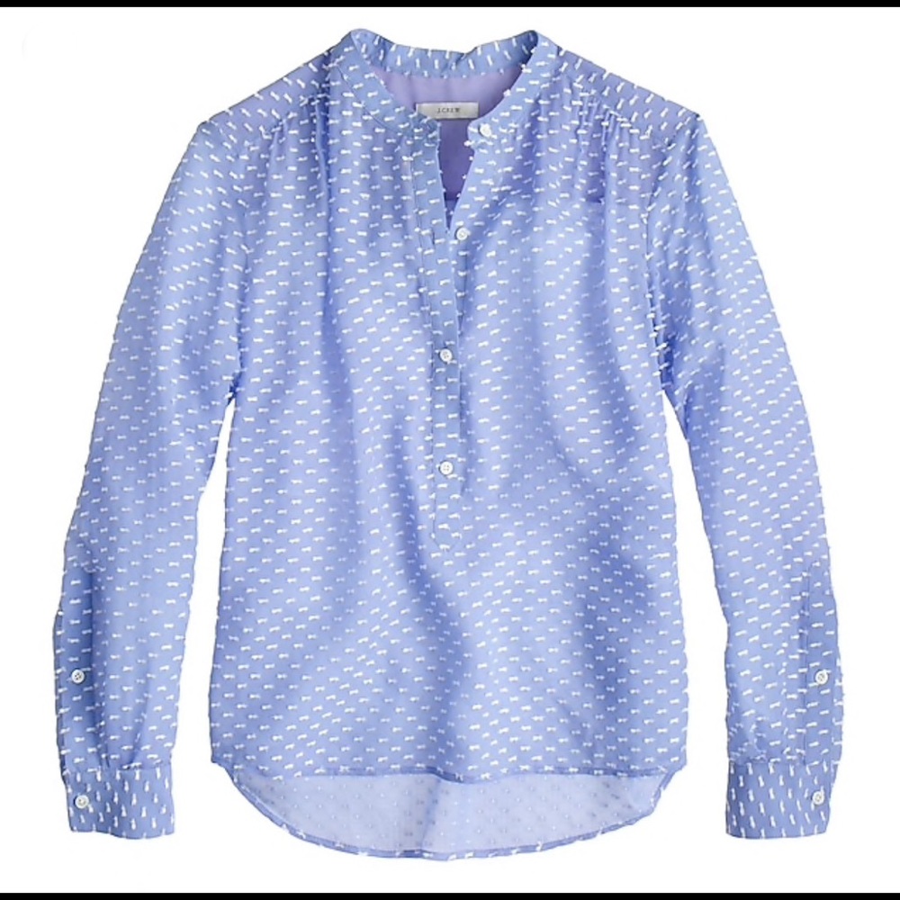 J.CREW Light Blue Silk Dash-Dot Blouse Size 4